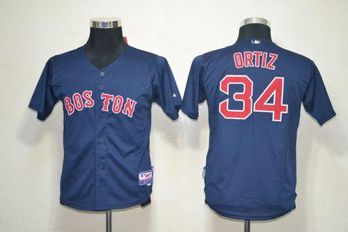Red Sox #34 David Ortiz Dark Blue Cool Base Stitched Youth MLB Jersey - Click Image to Close